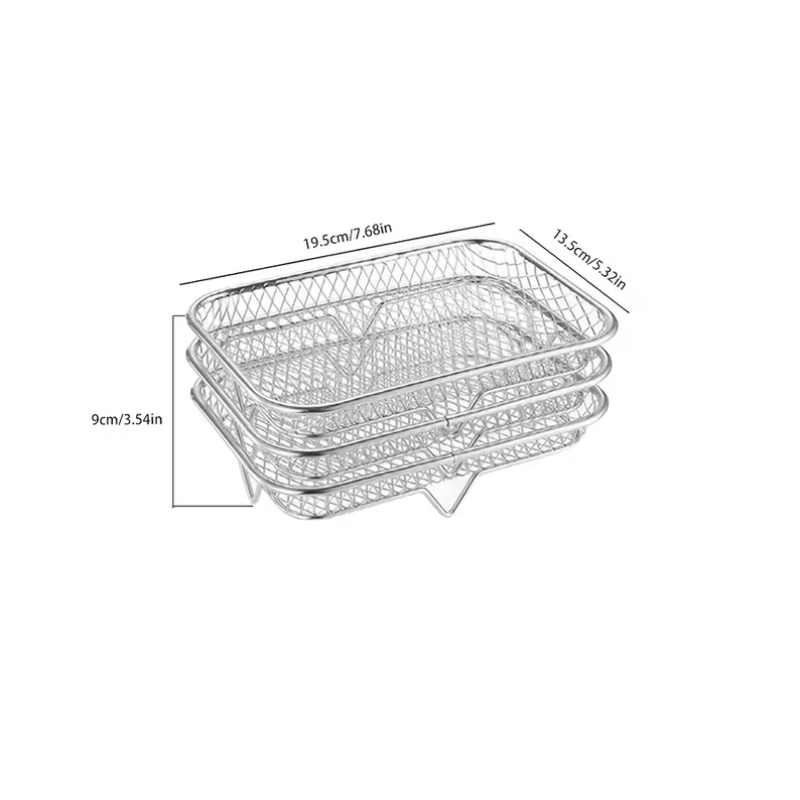 Stackable Stainless Steel Rectangular Air Fryer Basket for Broghies - Image 3