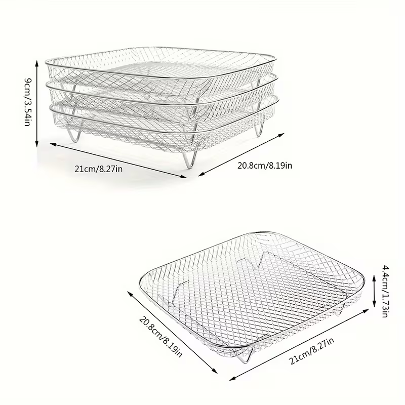 Stackable Stainless Steel Square Air Fryer Basket for Broghies - Image 2